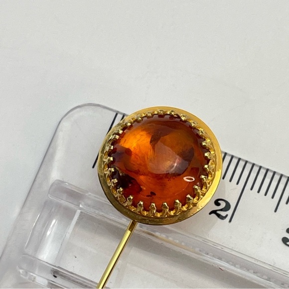 Vintage Amber Gold Filled Stick Pin - Picture 8 of 11